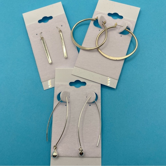 Silver Tone Pierced Earrings Bundle of Three Pairs - Picture 3 of 6